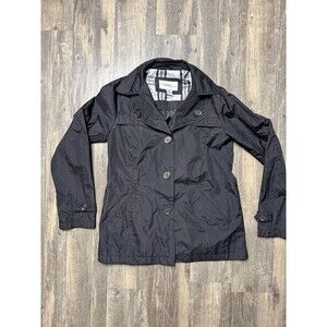 Weather Tamer Women’s Black Lightweight Jacket Small Trench Style Button Front